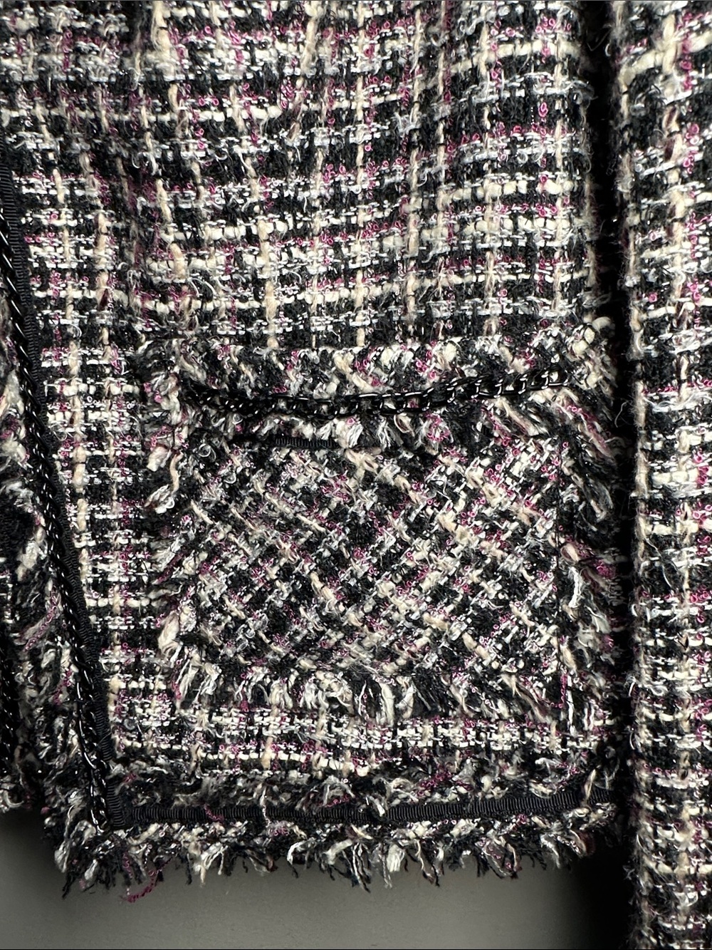 White House Black Market Black White and Plum Tweed Blazer - Picture 4 of 11